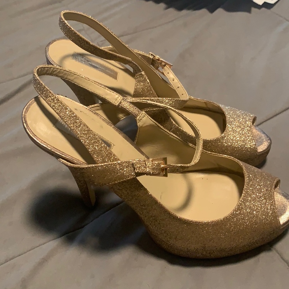 Lovely INC gold sparkle heels